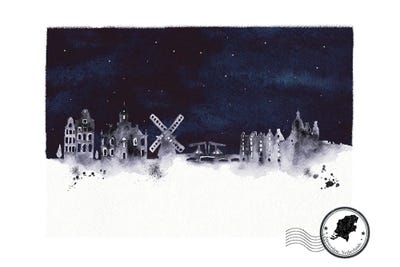 Amsterdam At Night Skyline by Natalie Ryan framed wall art
