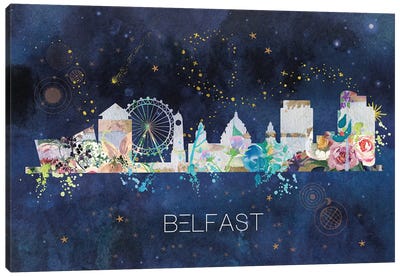 Belfast Watercolour Skyline Canvas Art Print - Natalie Ryan