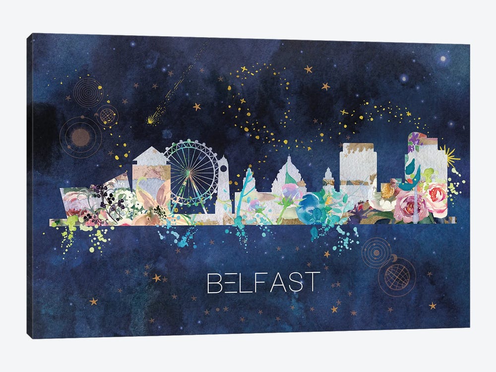 Belfast Watercolour Skyline by Natalie Ryan 1-piece Canvas Wall Art