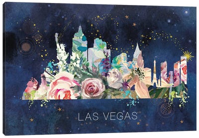 Las Vegas Watercolour Skyline Canvas Art Print - Las Vegas Skylines