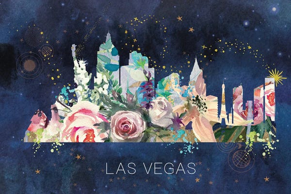 Las Vegas: Las Vegas Watercolour Skyline by Natalie Ryan