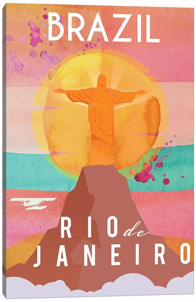 Brazil Travel Poster Canvas Art Print - Christ the Redeemer