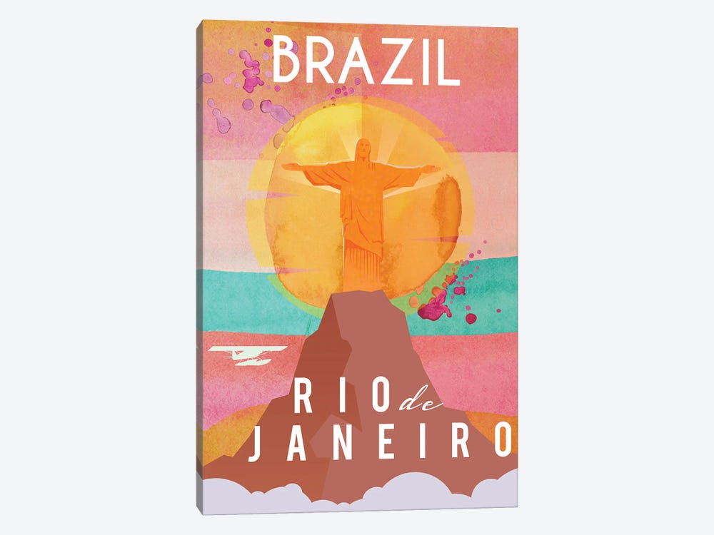 Brazil Travel Poster by Natalie Ryan 1-piece Canvas Art Print