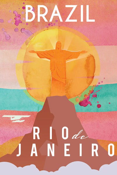 Christ The Redeemer: Brazil Travel Poster by Natalie Ryan