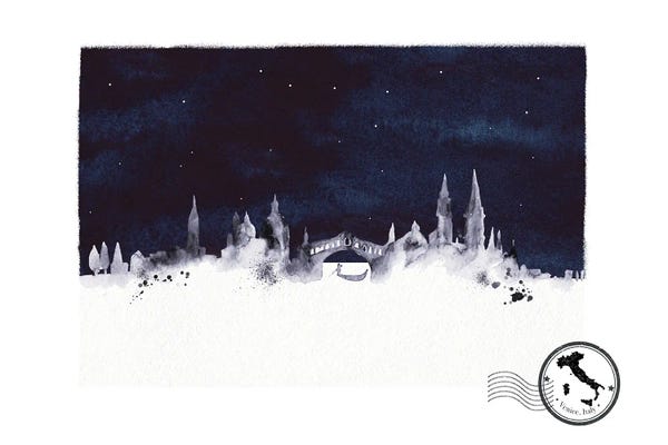 Natalie Ryan: Venice At Night Skyline by Natalie Ryan