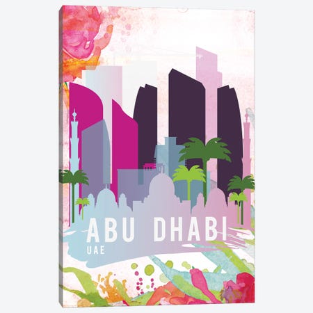 Abu Dhabi Travel Poster Canvas Print #NRY151} by Natalie Ryan Canvas Artwork