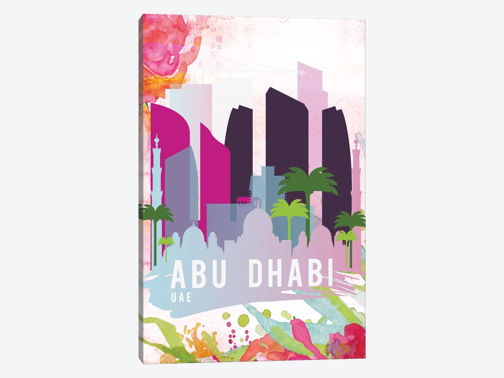 Abu Dhabi Travel Poster by Natalie Ryan 1-piece Canvas Wall Art