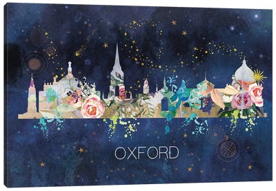 Oxford Watercolor Skyline Canvas Art Print - Natalie Ryan