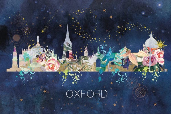Natalie Ryan: Oxford Watercolor Skyline by Natalie Ryan