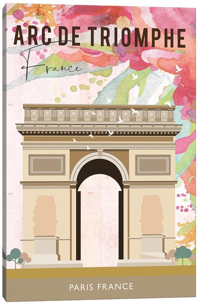 Arc de Triomphe Travel Poster Canvas Art Print - Paris Typography