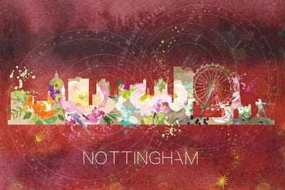 Nottingham Watercolor Skyline by Natalie Ryan framed wall art