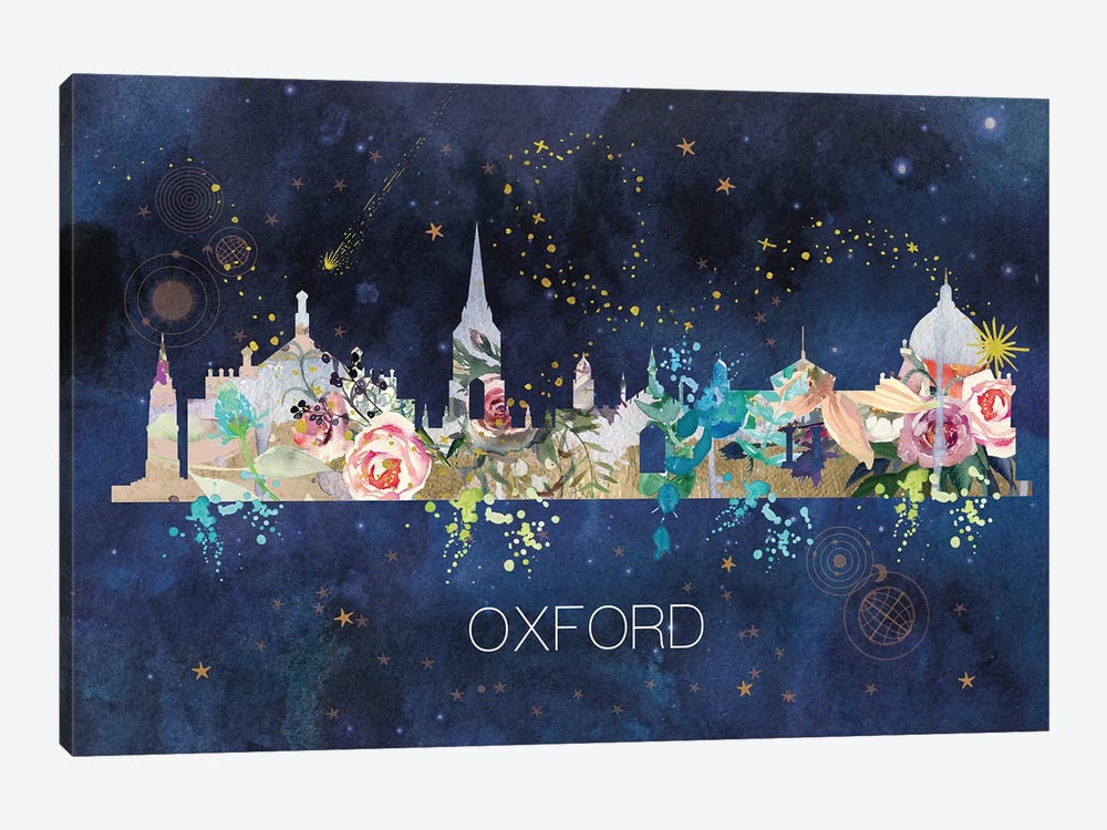 Oxford City Watercolor Skyline by Natalie Ryan 1-piece Canvas Wall Art