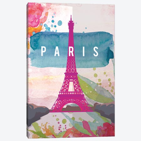 Paris Travel Poster Canvas Print #NRY15} by Natalie Ryan Canvas Print