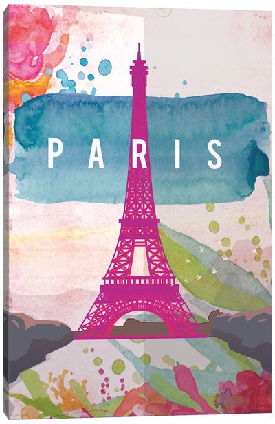 Paris Travel Poster Canvas Art Print - Paris Typography