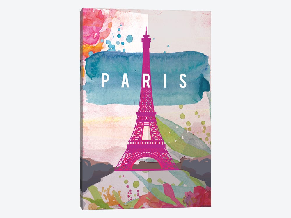 Paris Travel Poster by Natalie Ryan 1-piece Canvas Artwork