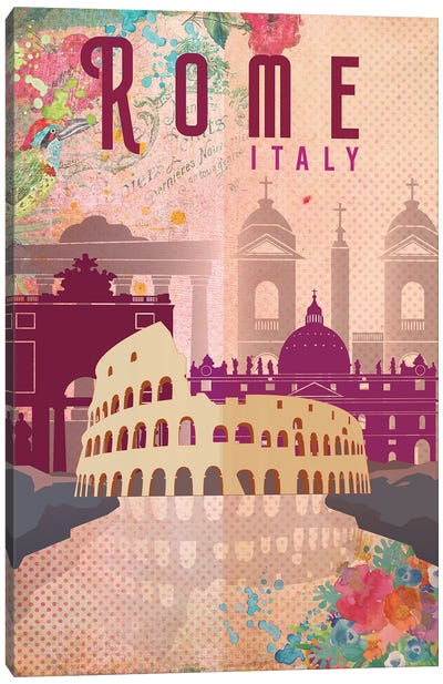Rome Travel Poster Canvas Art Print - The Colosseum