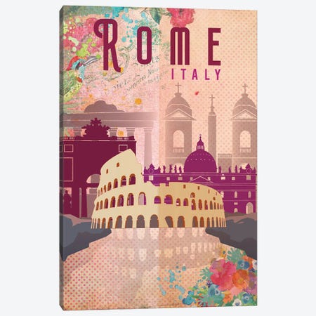 Rome Travel Poster Canvas Print #NRY16} by Natalie Ryan Canvas Art Print