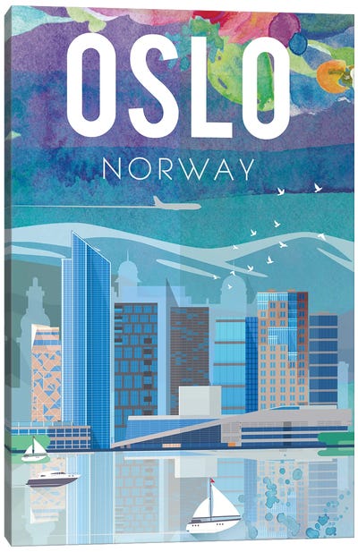 Oslo Travel Poster Canvas Art Print - Norway Art