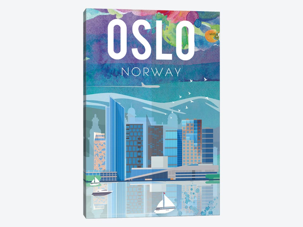 Oslo Travel Poster by Natalie Ryan 1-piece Canvas Wall Art