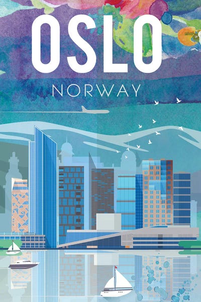 Natalie Ryan: Oslo Travel Poster by Natalie Ryan