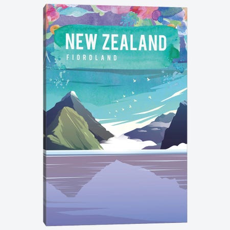 New Zealand Travel Poster Canvas Print #NRY19} by Natalie Ryan Canvas Art
