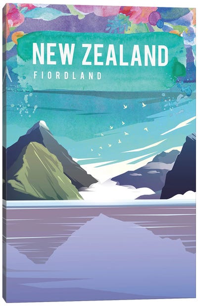 New Zealand Travel Poster Canvas Art Print - Natalie Ryan