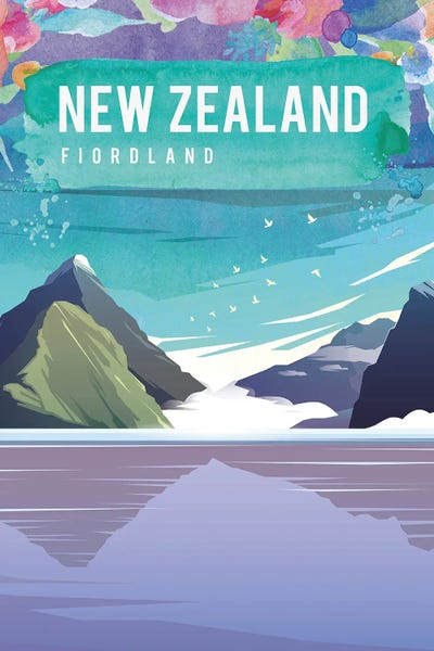 Natalie Ryan: New Zealand Travel Poster by Natalie Ryan