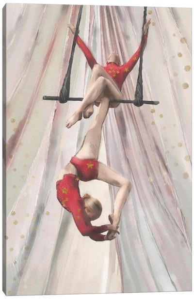 Ariel Girls On Swing, Harmony Canvas Art Print - Gymnastics