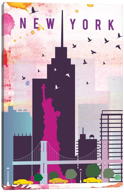 New York Travel Poster Canvas Art Print - Natalie Ryan