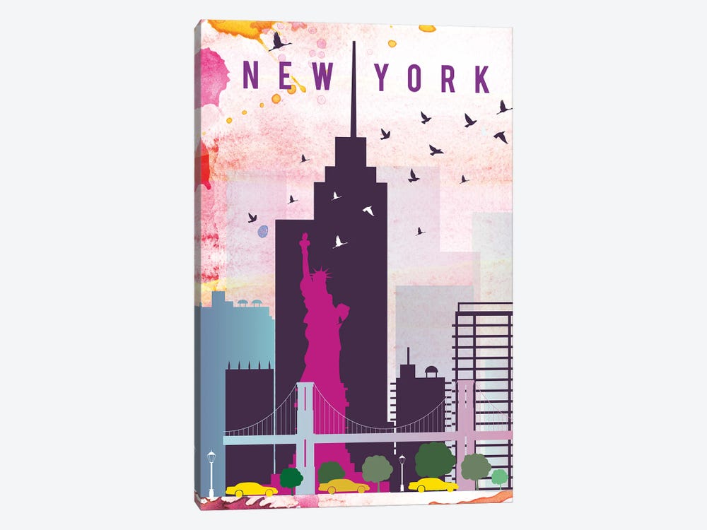 New York Travel Poster by Natalie Ryan 1-piece Canvas Wall Art