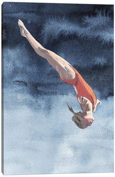 Dive Girl Glide Canvas Art Print - Women's Swimsuit & Bikini Art