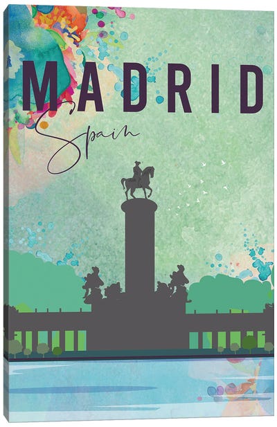 Madrid Travel Poster Canvas Art Print - Sculpture & Statue Art