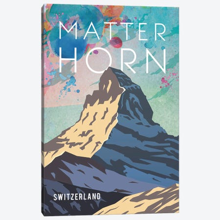 Matterhorn Travel Poster Canvas Print #NRY25} by Natalie Ryan Canvas Wall Art