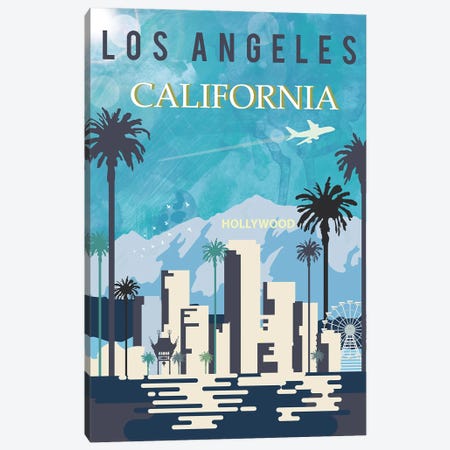 Los Angeles Travel Poster Canvas Print #NRY26} by Natalie Ryan Canvas Art