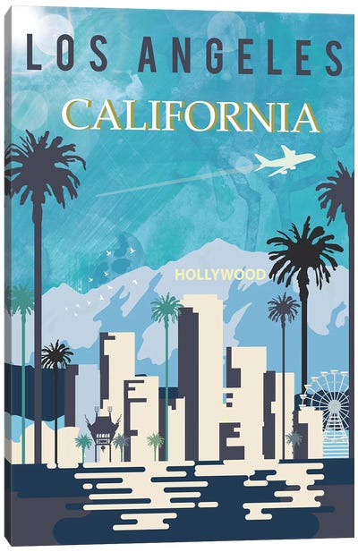 Los Angeles Travel Poster Canvas Art Print - Los Angeles Travel Posters