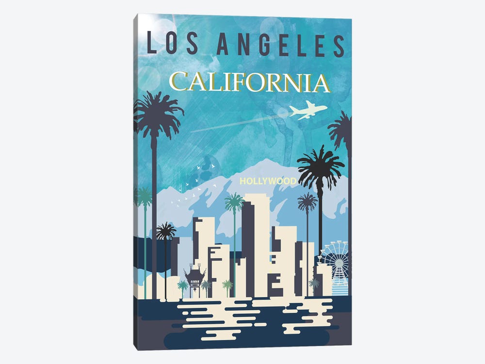 Los Angeles Travel Poster by Natalie Ryan 1-piece Canvas Wall Art