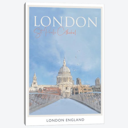 London St Pauls Travel Poster Canvas Print #NRY27} by Natalie Ryan Canvas Wall Art