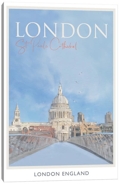 London St Pauls Travel Poster Canvas Art Print - London Travel Posters