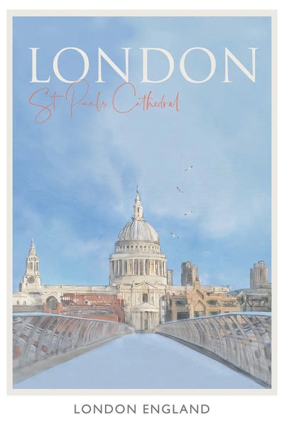 Natalie Ryan: London St Pauls Travel Poster by Natalie Ryan