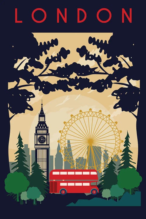 London Bus Travel Poster