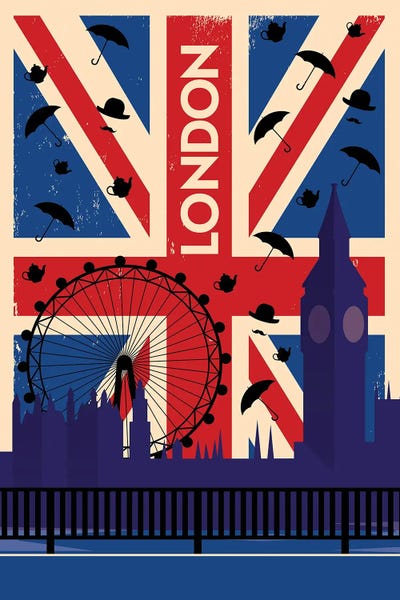 Amusement Parks: London Union Jack Travel Poster by Natalie Ryan