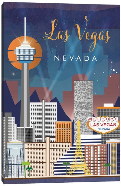 Las Vegas Travel Poster Canvas Art Print - Natalie Ryan
