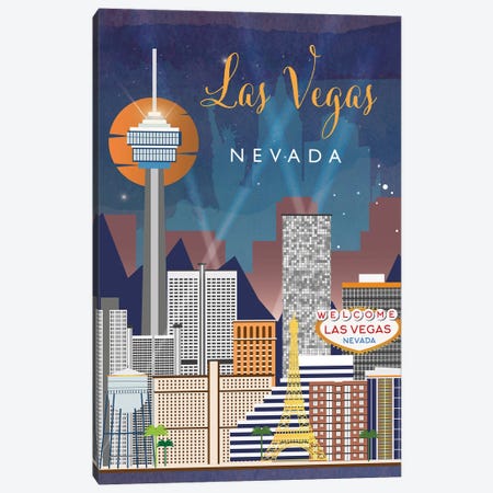 Las Vegas Travel Poster Canvas Print #NRY31} by Natalie Ryan Canvas Wall Art