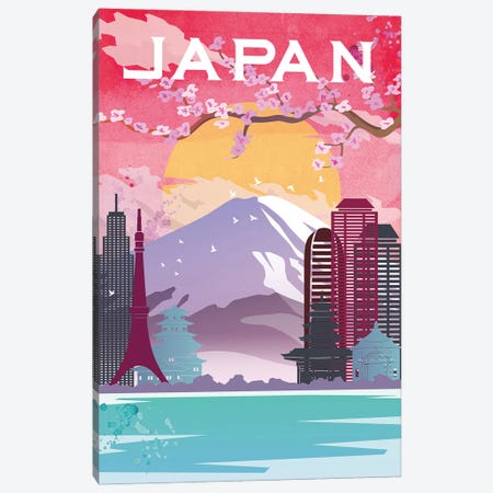 Japan Travel Poster Canvas Print #NRY32} by Natalie Ryan Canvas Wall Art