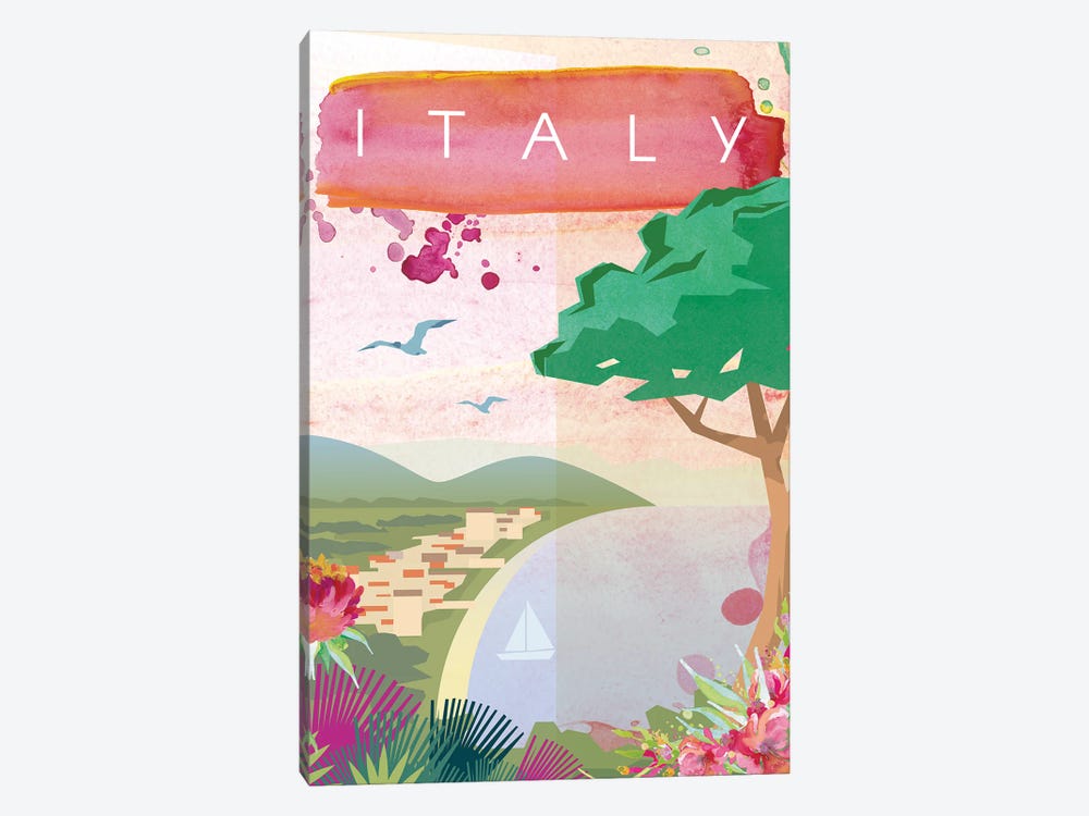 Italy Travel Poster by Natalie Ryan 1-piece Canvas Artwork