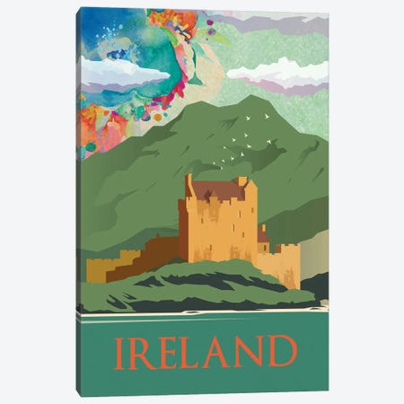Ireland Green Mountain Travel Poster Canvas Print #NRY34} by Natalie Ryan Canvas Art Print