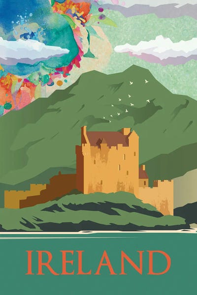Castles & Palaces: Ireland Green Mountain Travel Poster by Natalie Ryan