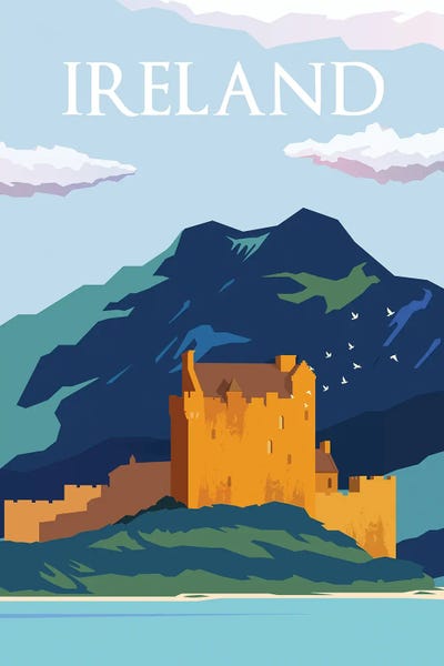 Ireland Blue Skies Travel Poster by Natalie Ryan canvas print