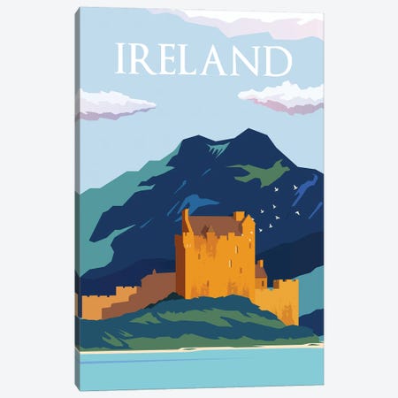 Ireland Blue Skies Travel Poster Canvas Print #NRY35} by Natalie Ryan Art Print