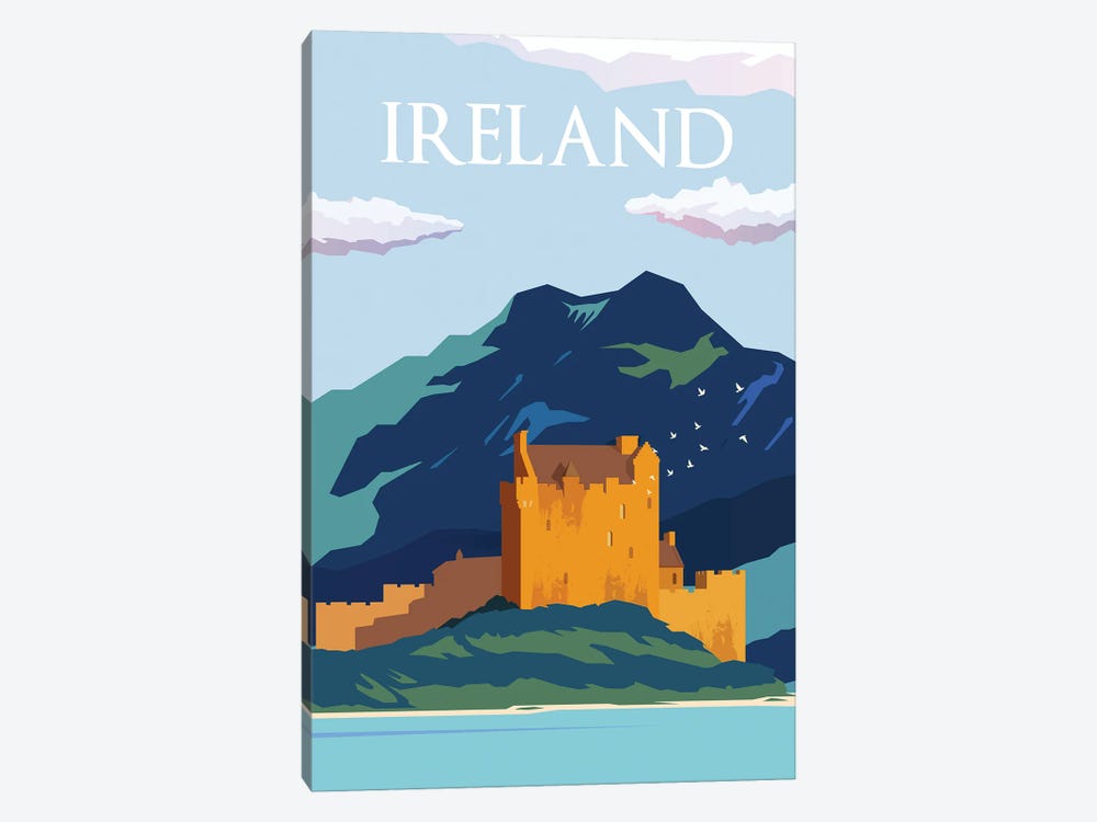 Ireland Blue Skies Travel Poster by Natalie Ryan 1-piece Canvas Wall Art